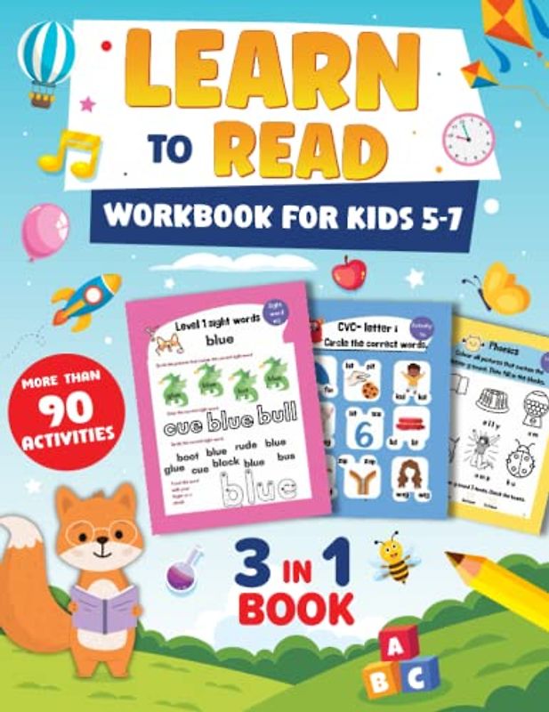Learn to Read Workbook for Kids 5-7: An Activity Book to Learn CVC, Phonics, and Sight Words for Kids, Perfect for Preschool, Kindergarten, and 1st Grade
