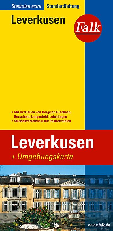 Falk Stadtplan Extra Standardfaltung Leverkusen mit Ortsteilen von Bergisch Glad