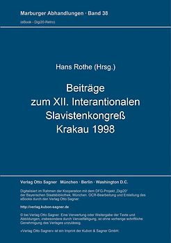 Beiträge zum XII. Internationalen Slavistenkongreß, Krakau 1998