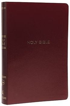 NKJV, Reference Bible, Center-Column Giant Print, Leather-Look, Burgundy, Red Letter Edition, Comfort Print