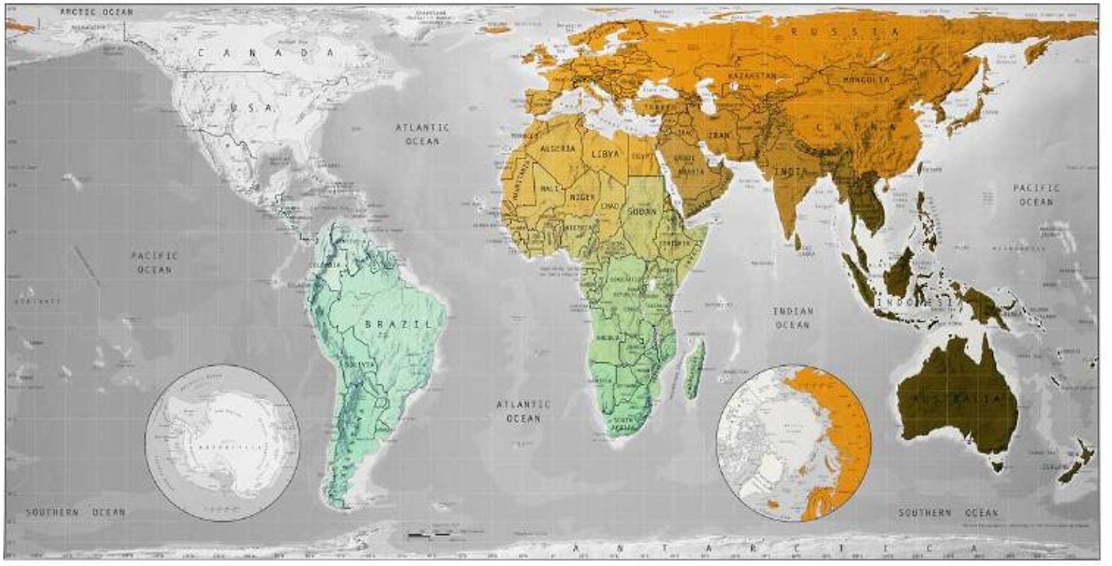 Futuremap Version1 - Mint to Orange to Khaki magnetic, biegsame Magnetplatte