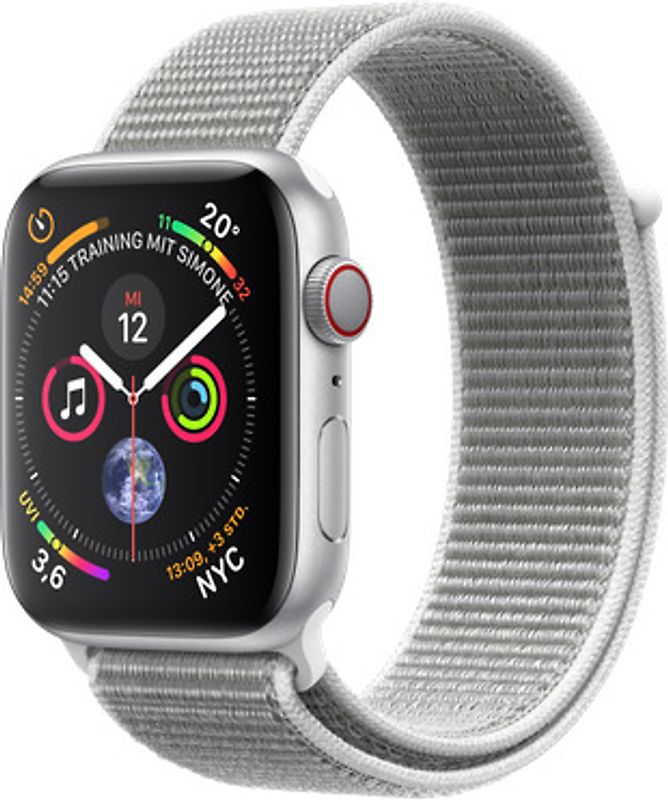 Apple Watch Serie 4 44 mm alloggiamento in alluminio argento con Loop sportivo conchiglia [Wi-Fi + Cellular]