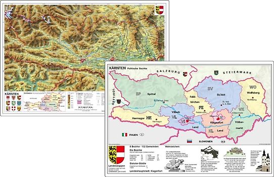 Kärnten physisch / politisch . DUO-Schreibunterlage