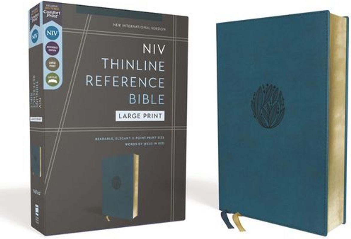 Niv, Thinline Reference Bible (Deep Study at a Portable Size), Large Print, Leathersoft, Teal, Red Letter, Comfort Print