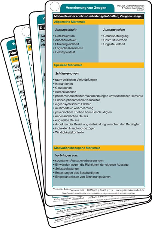Einsatzkarten „Vernehmung von Zeugen“