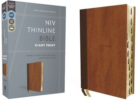 Niv, Thinline Bible, Giant Print, Leathersoft, Brown, Red Letter, Thumb Indexed, Comfort Print