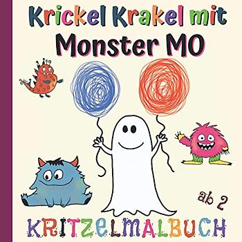 Krickel Krakel mit Monster Mo - Kritzelmalbuch ab 2: Mitmachbuch für Kinder zum Kritzeln und Ausmalen, lustiges Mach Mich Fertig Buch, Kritzel Kratzel Buch mit Monstern und Drachen
