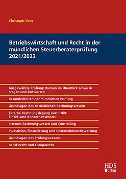 Betriebswirtschaft und Recht in der mündlichen Steuerberaterprüfung 2021/2022