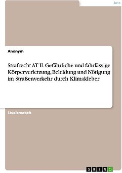 Strafrecht AT II. Gefährliche und fahrlässige Körperverletzung, Beleidung und Nötigung im Straßenverkehr durch Klimakleber