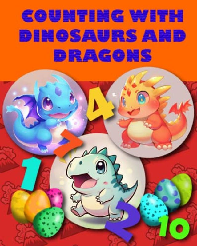 Counting with Dinosaurs and Dragons: Book for Toddlers, Counting Activity Book for Kids Ages 1-3, 3-5 Dinosaur Book for Kids 3-5, toddlers books age 1 to 3, children’s book with cute bright pictures