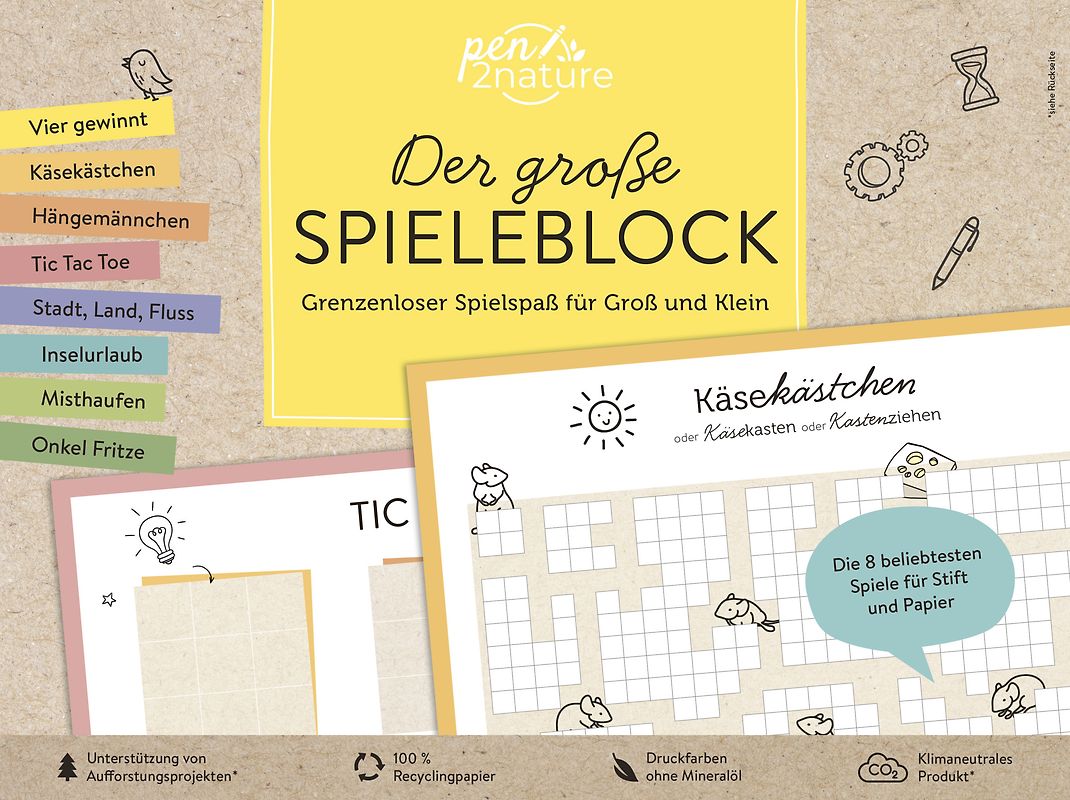 Der große Spieleblock. Umweltfreundlicher Spielspaß für Groß und Klein