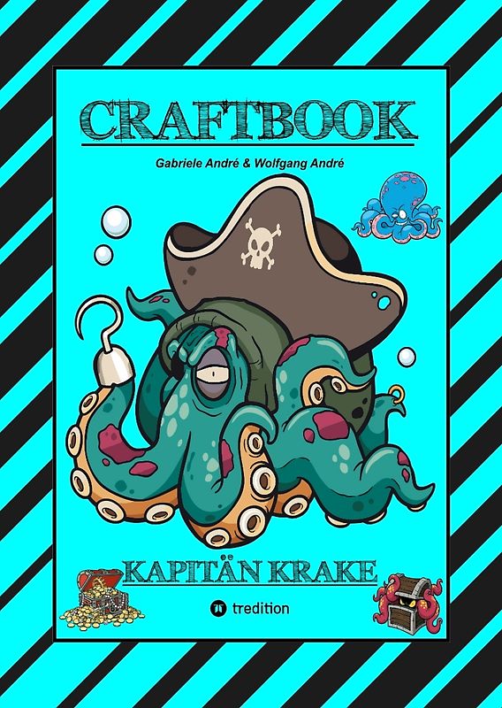CRAFTBOOK - 120 SEITEN TOLLE AUSMALMOTIVE - KRAKEN - HAIE - INSELN - PIRATEN - WISSENSWERTES - TUTORIAL - KNIFFLIGE RÄTSEL & AUFGABEN - SCHATZ