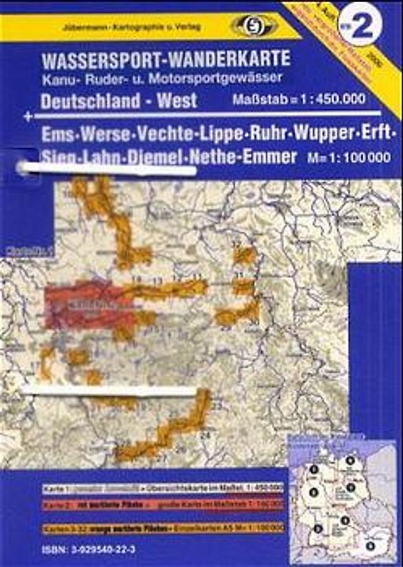 Deutschland West für Kanu- und Rudersport mit Ems - Lippe - Ruhr - Wupper - Erft - Sieg - Lahn - Diemel - Emmer
