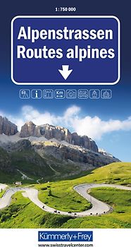 Kümmerly+Frey Strassenkarte Alpenstrassen 1:750.000