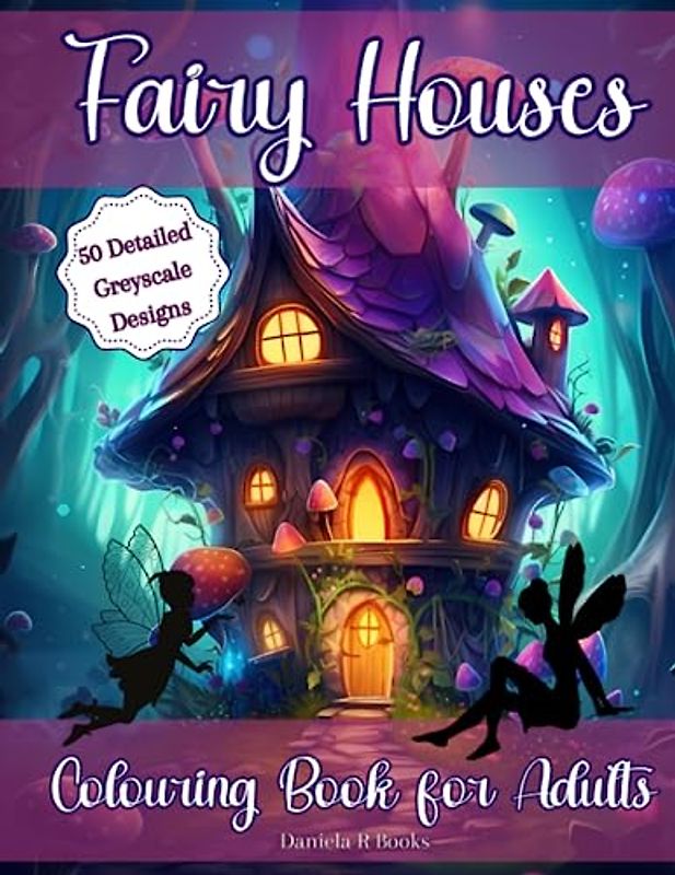 Fairy Houses Colouring Book for Adults: 50 Unique Enchanting Fantasy Fairy Houses: Adult Colouring Book Full of Intricate Greyscale Designs for Teens and Adults to Promote Relaxation
