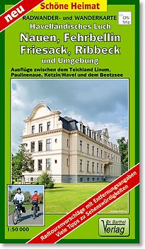 Radwander- und Wanderkarte Havelländisches Luch, Nauen, Fehrbellin, Friesack, Ribbeck und Umgebung