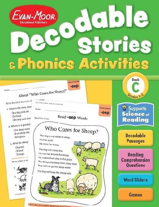 Decodable Stories and Phonics Activities, Book C, Grades 1-2