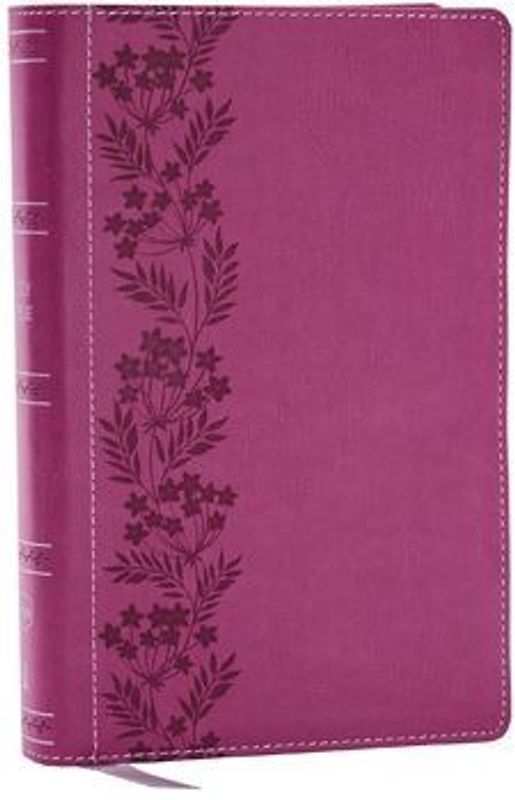 NKJV Personal Size Large Print Bible with 43,000 Cross References, Pink Leathersoft, Red Letter, Comfort Print