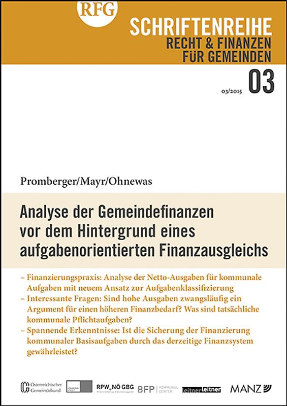 Analyse der Gemeindefinanzen vor dem Hintergrund eines aufgabenorientierten Finanzausgleichs