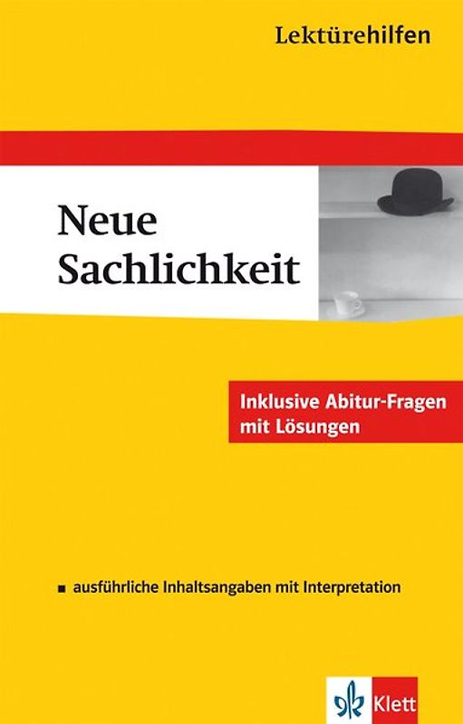 Klett Lektürehilfen Neue Sachlichkeit