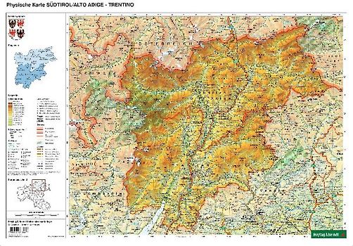 Schreibtischunterlage DUO, Schulhandkarte Südtirol-Trentino 1:450.000