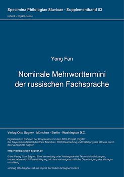 Nominale Mehrworttermini der russischen Fachsprache