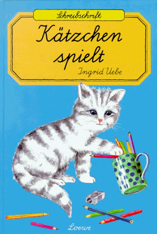 Kätzchen spielt. Lateinische Schreibschrift