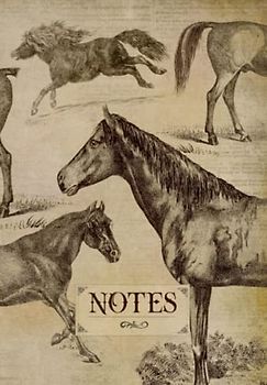 Notebook: Vintage horse notebook journal. Equestrian themed gift with horse line art drawing on cover.