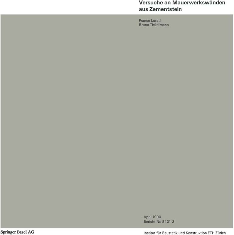 Versuche an Mauerwerkswänden aus Zementstein