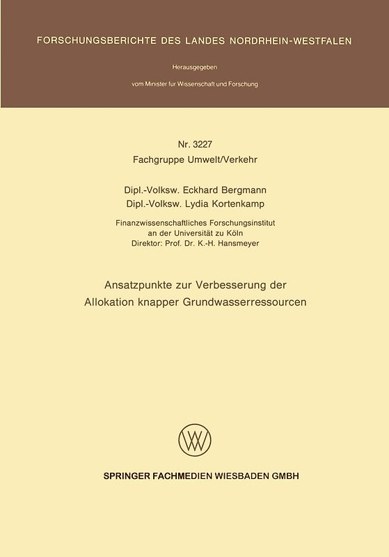 Ansatzpunkte zur Verbesserung der Allokation knapper Grundwasserressourcen