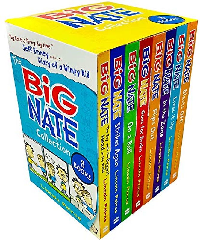 The Big Nate Collection Series 8 Books Box Set by Lincoln Peirce (Boy with the Biggest Head in the World, Strikes Again, On a Roll, Goes for Broke, Flips Out, In the Zone, Lives it Up & Blasts Off)