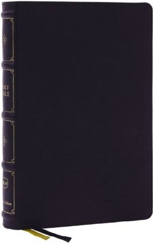 NKJV, Large Print Thinline Reference Bible, Blue Letter, Maclaren Series, Leathersoft, Black, Thumb Indexed, Comfort Print