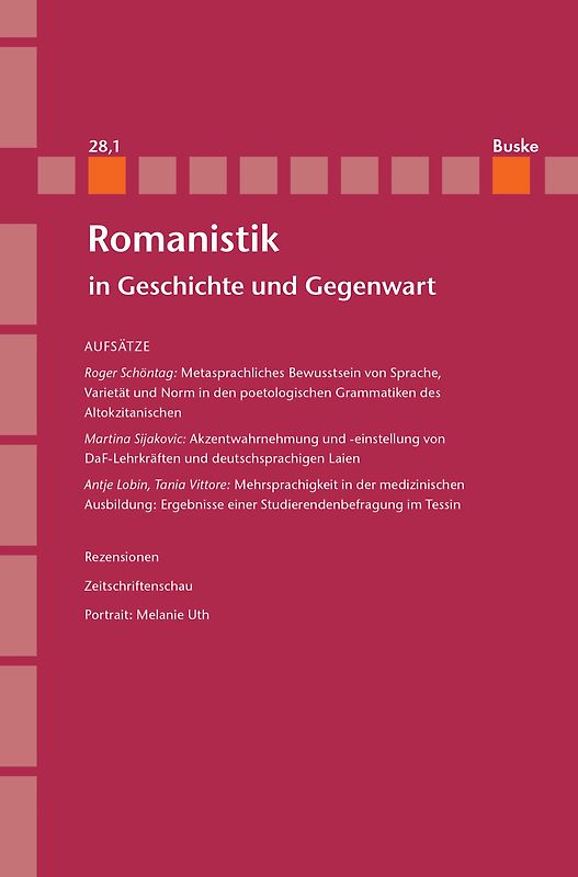 Romanistik in Geschichte und Gegenwart Jahrgang 28 Heft 1