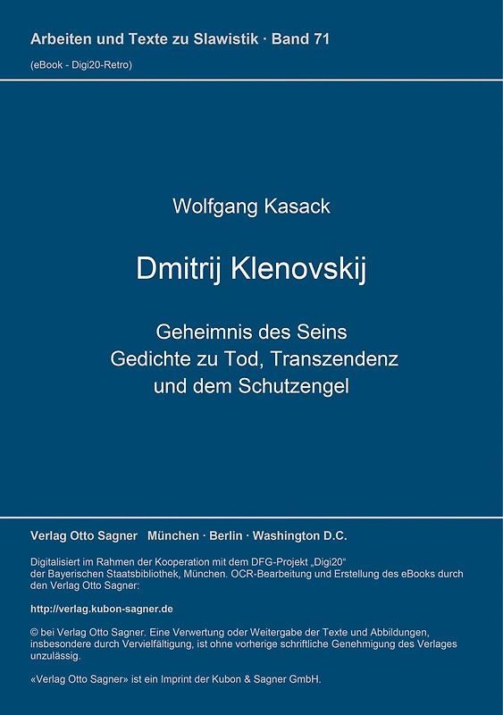 Dmitrij Klenovskij. Geheimnis des Seins. Gedichte zu Tod, Transzendenz und dem Schutzengel