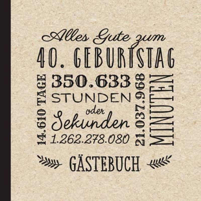 Alles Gute zum 40. Geburtstag: Vintage Gästebuch zum 40.Geburtstag für Mann oder Frau - 40 Jahre Geburtstagsgeschenk & Deko - Buch für Glückwünsche und Fotos der Gäste