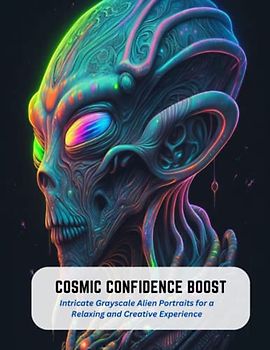 Cosmic Confidence Boost: Intricate Grayscale Alien Portraits for a Relaxing and Creative Experience