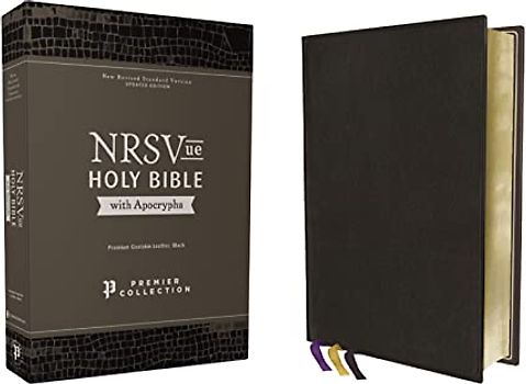NRSVue, Holy Bible with Apocrypha, Premium Goatskin Leather, Black, Premier Collection, Art Gilded Edges, Comfort Print: New Revised Standard Version, ... Collection, Art Gilded Edges, Comfort Print