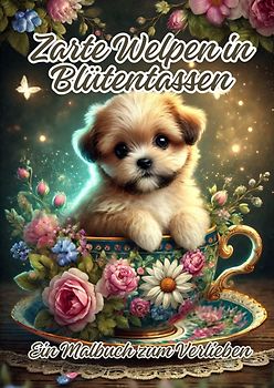 Zarte Welpen in Blütentassen