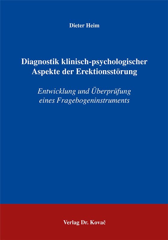 Diagnostik klinisch-psychologischer Aspekte der Erektionsstörung