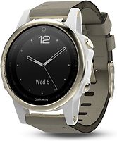Garmin Fenix 5S 42 mm or au bracelet en daim gris [Wi-Fi, Saphir Edition]