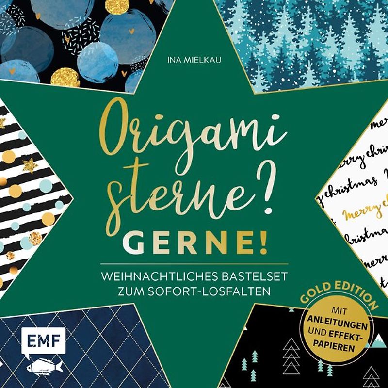 Origamisterne? Gerne! – Gold Edition – Weihnachtliches Bastelset zum Sofort-Losfalten