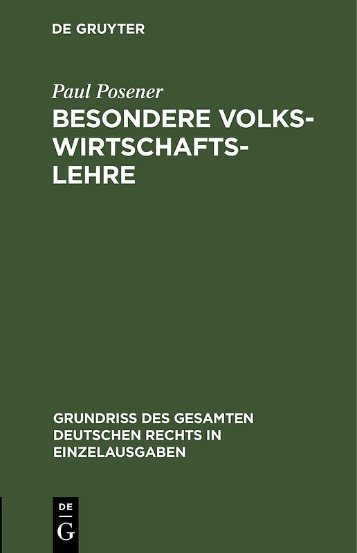 Besondere Volkswirtschaftslehre