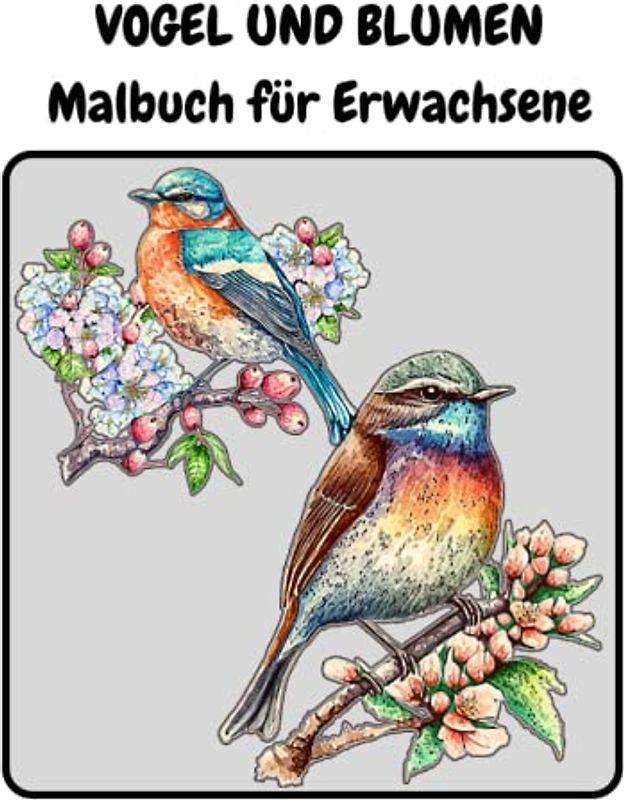 VOGEL UND BLUMEN Malbuch für Erwachsene: komplizierte Bilder mit Vögeln und Blumen zur Entspannung und zum Stressabbau
