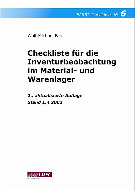 Checkliste 6 für die Inventurbeobachtung im Material- und Warenlager