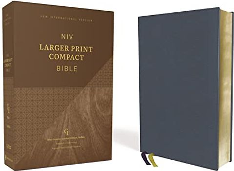 NIV, Larger Print Compact Bible, Genuine Leather, Buffalo, Blue, Red Letter, Comfort Print: New International Version, Genuine Leather, Buffalo, Blue
