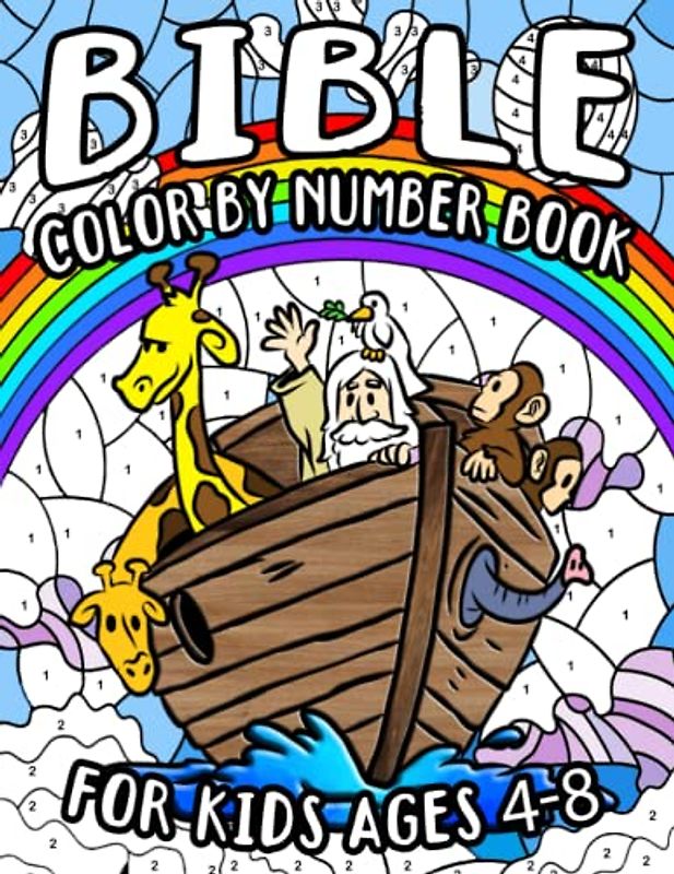 Bible Color By Number Book For Kids Ages 4-8: Easy To Color Pictures With Scriptures to Learn More About Jesus, Great Gift Idea for Boys and Girls