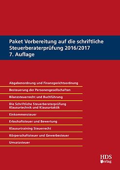 Paket Vorbereitung auf die schriftliche Steuerberaterprüfung 2016/2017