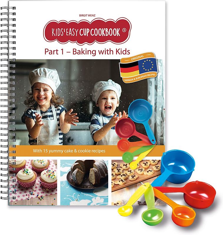 Kids Easy Cup Cookbook: Baking with Kids (Part 1), Baking box set incl. 5 colorful measuring cups