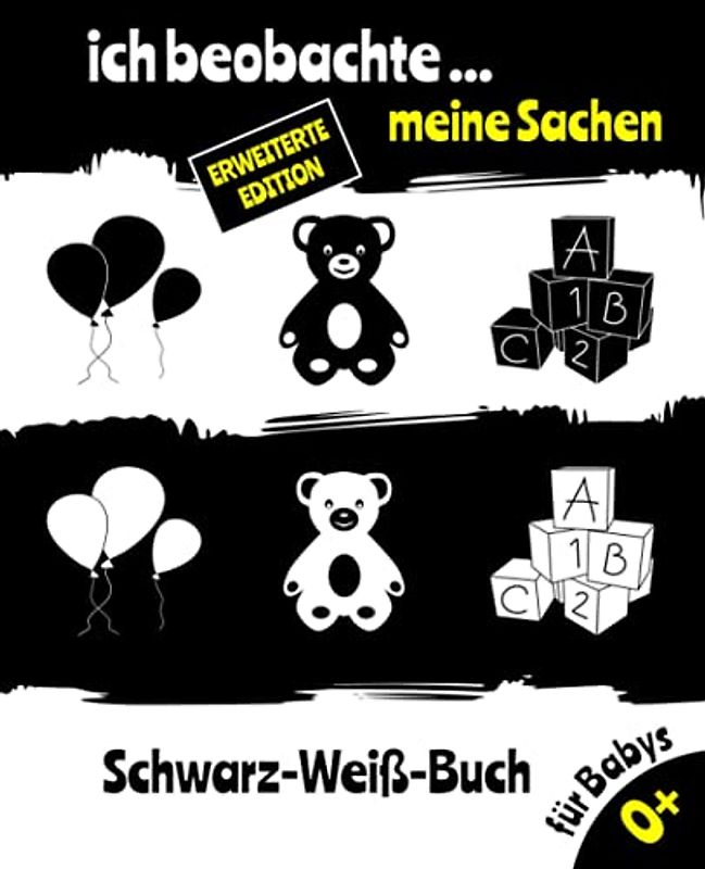 Ich beobachte... meine Sachen Schwarz Weiß Buch für Babys: Montessori Kontrastkarten Baby | Mein erstes Fokusbuch für Mein Kind | Babybuch Schwarz ... für Neugeborene | kontrastisches Bilderbuch