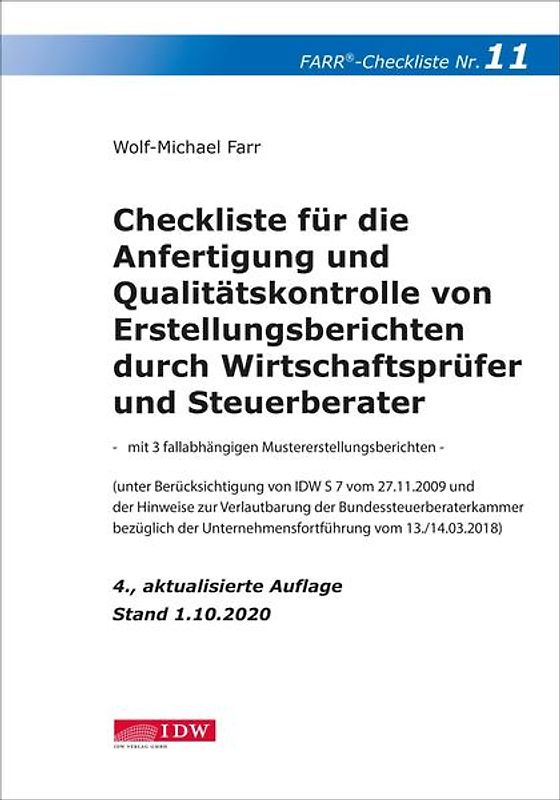 Farr, Checkliste 11 (Erstellungsberichte) 4. Aufl.